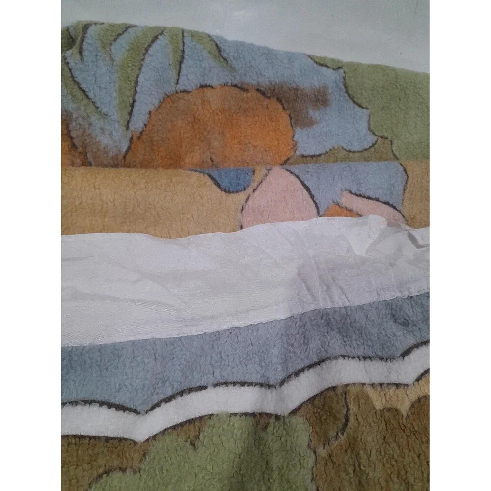 Vintage Blanket Santonja Teddy Bear Satin Edge
